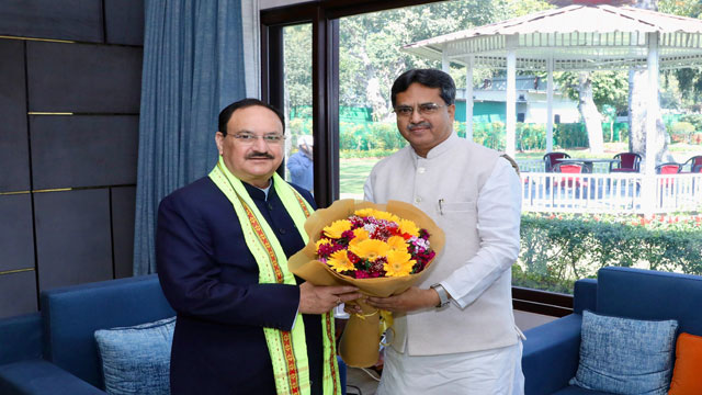 Tripura CM Dr Manik Saha met with Union Health Minister and BJP Natl president JP Nadda on Feb 14,2025